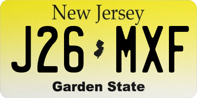 NJ license plate J26MXF