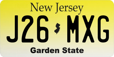 NJ license plate J26MXG