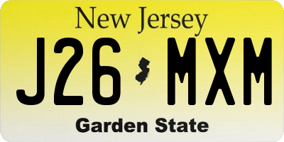 NJ license plate J26MXM
