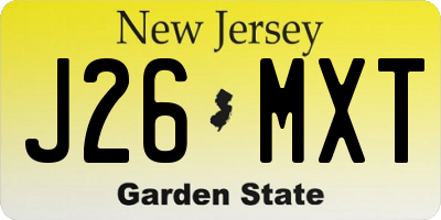 NJ license plate J26MXT