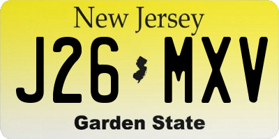 NJ license plate J26MXV