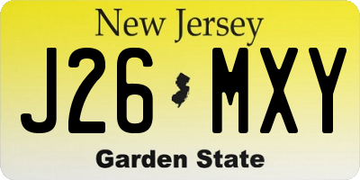 NJ license plate J26MXY
