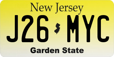 NJ license plate J26MYC