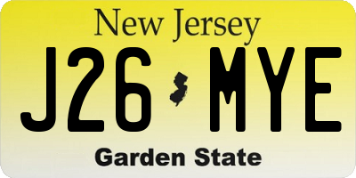 NJ license plate J26MYE