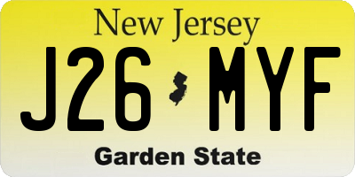 NJ license plate J26MYF