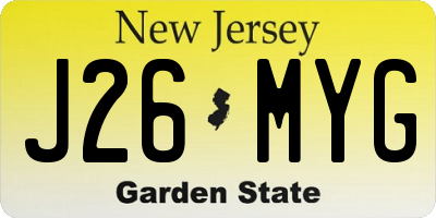 NJ license plate J26MYG