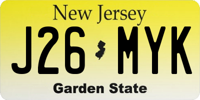 NJ license plate J26MYK