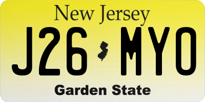 NJ license plate J26MYO