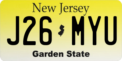 NJ license plate J26MYU