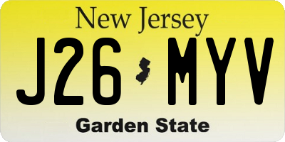 NJ license plate J26MYV