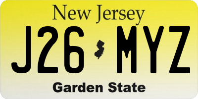 NJ license plate J26MYZ