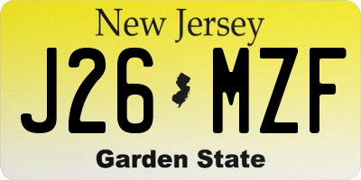 NJ license plate J26MZF