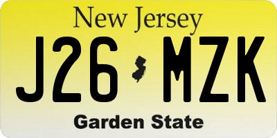 NJ license plate J26MZK