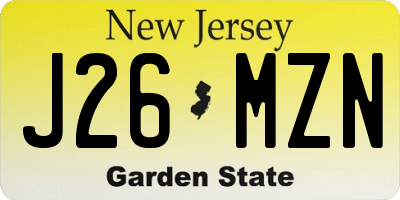 NJ license plate J26MZN