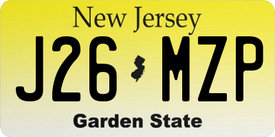 NJ license plate J26MZP