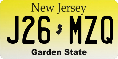NJ license plate J26MZQ