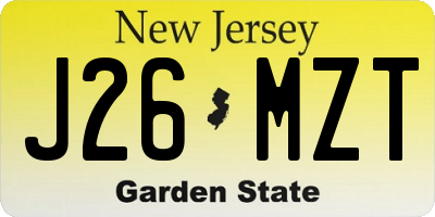 NJ license plate J26MZT