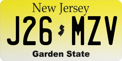 NJ license plate J26MZV