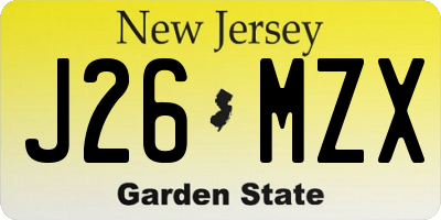 NJ license plate J26MZX