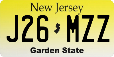 NJ license plate J26MZZ