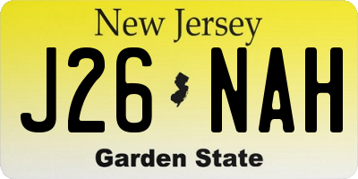 NJ license plate J26NAH