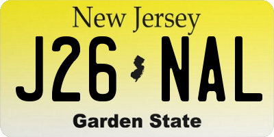NJ license plate J26NAL