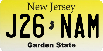 NJ license plate J26NAM