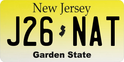 NJ license plate J26NAT
