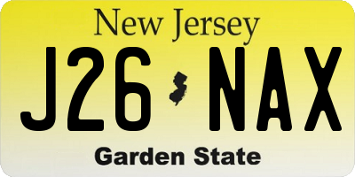 NJ license plate J26NAX
