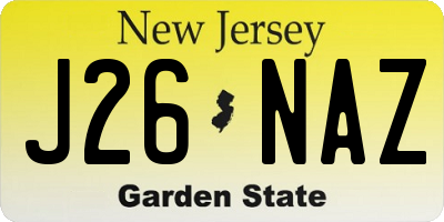 NJ license plate J26NAZ