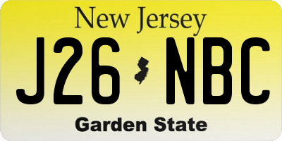 NJ license plate J26NBC