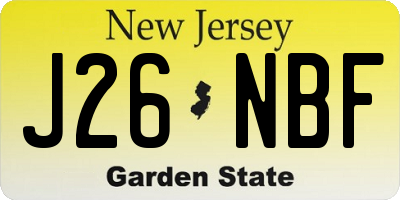 NJ license plate J26NBF