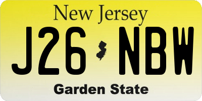 NJ license plate J26NBW