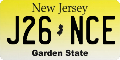 NJ license plate J26NCE