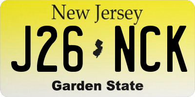 NJ license plate J26NCK