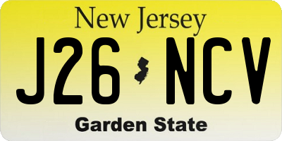 NJ license plate J26NCV