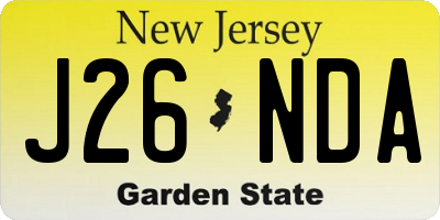 NJ license plate J26NDA