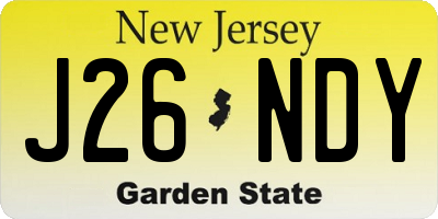 NJ license plate J26NDY