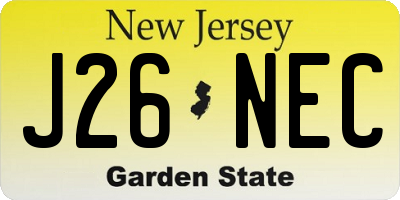 NJ license plate J26NEC