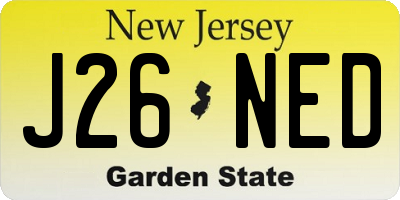 NJ license plate J26NED
