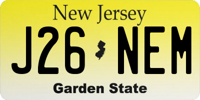 NJ license plate J26NEM