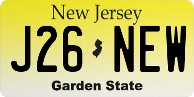 NJ license plate J26NEW