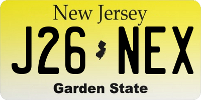 NJ license plate J26NEX