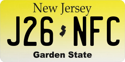 NJ license plate J26NFC