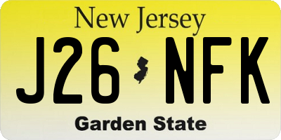 NJ license plate J26NFK