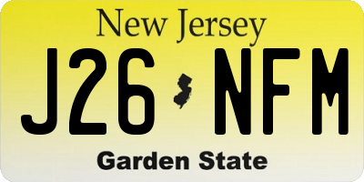 NJ license plate J26NFM