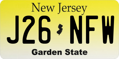 NJ license plate J26NFW