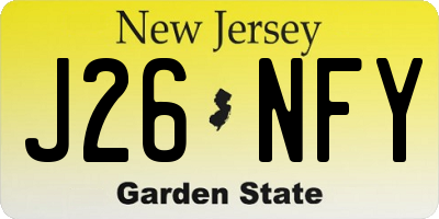 NJ license plate J26NFY