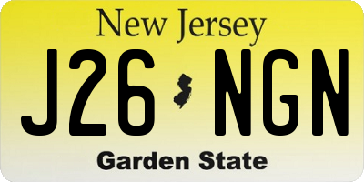 NJ license plate J26NGN