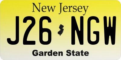 NJ license plate J26NGW